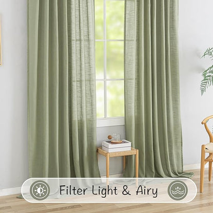 DONREN Sage Green Back Tab Curtains 48 Inches Long 2 Panels - Image 5