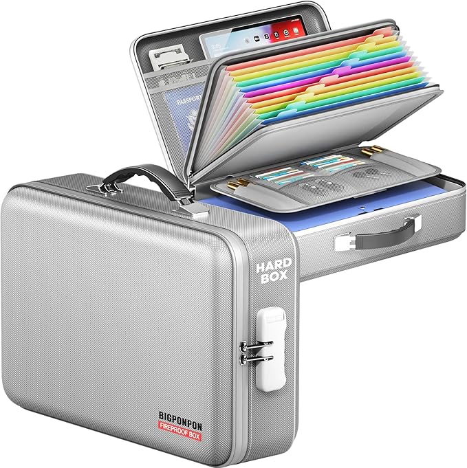 Fireproof Document Box, Hard Case Highly Flame-Resistant Fire Proof Waterproof by BigPonPon