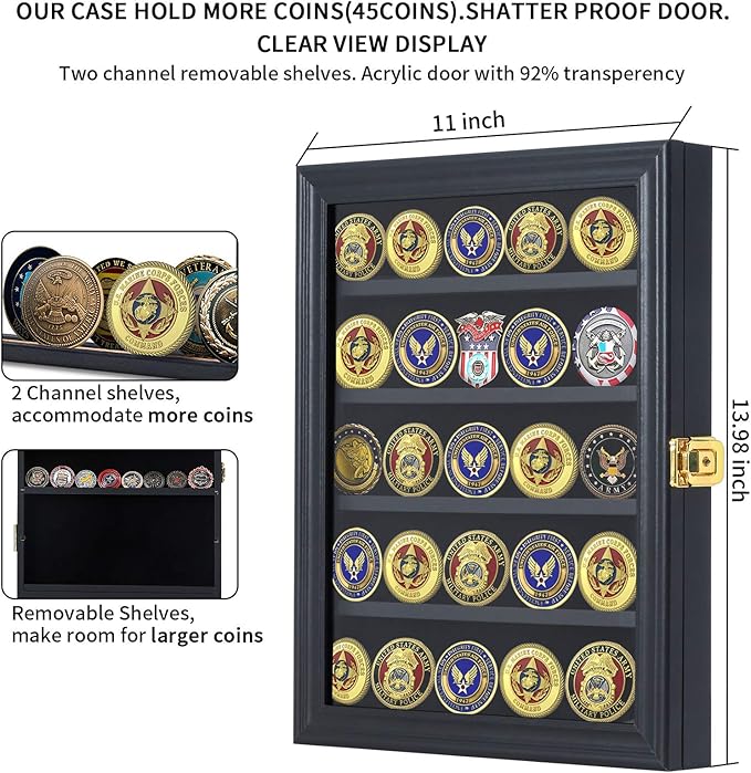 Jinchuan Military Challenge Coin Display Case Lockable Cabinet Rack Holder - Image 3