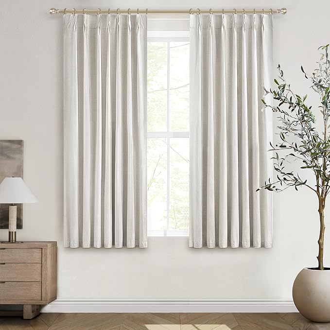 Living Room Darkening Curtains 72 Inches Long, Linen Blackout 6 ft Length 2 by QJMYDECO