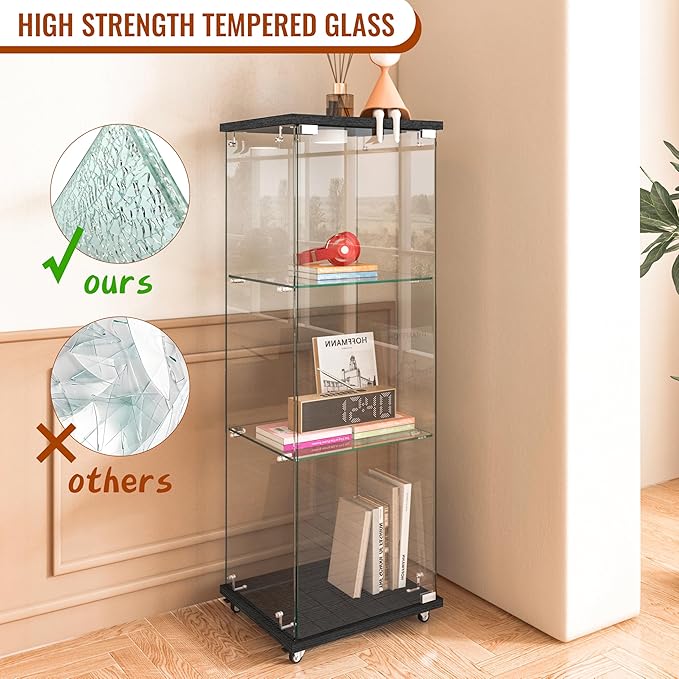 Yoluckea 3-Tier Glass Display Cabinet - Image 6
