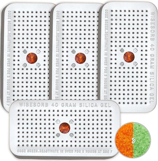 40 Gram Pack of 4 Silica Gel Canister, Gun Safe Dehumidifiers, Reusable by Wisesorb