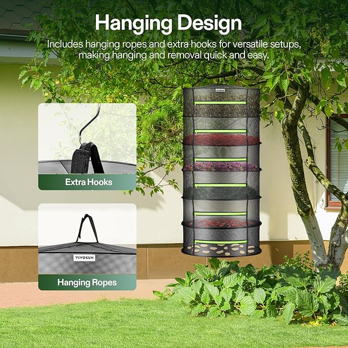 VIVOSUN 4-Pack 6-Layer Mesh Drying Rack Hanging Design - Image 3