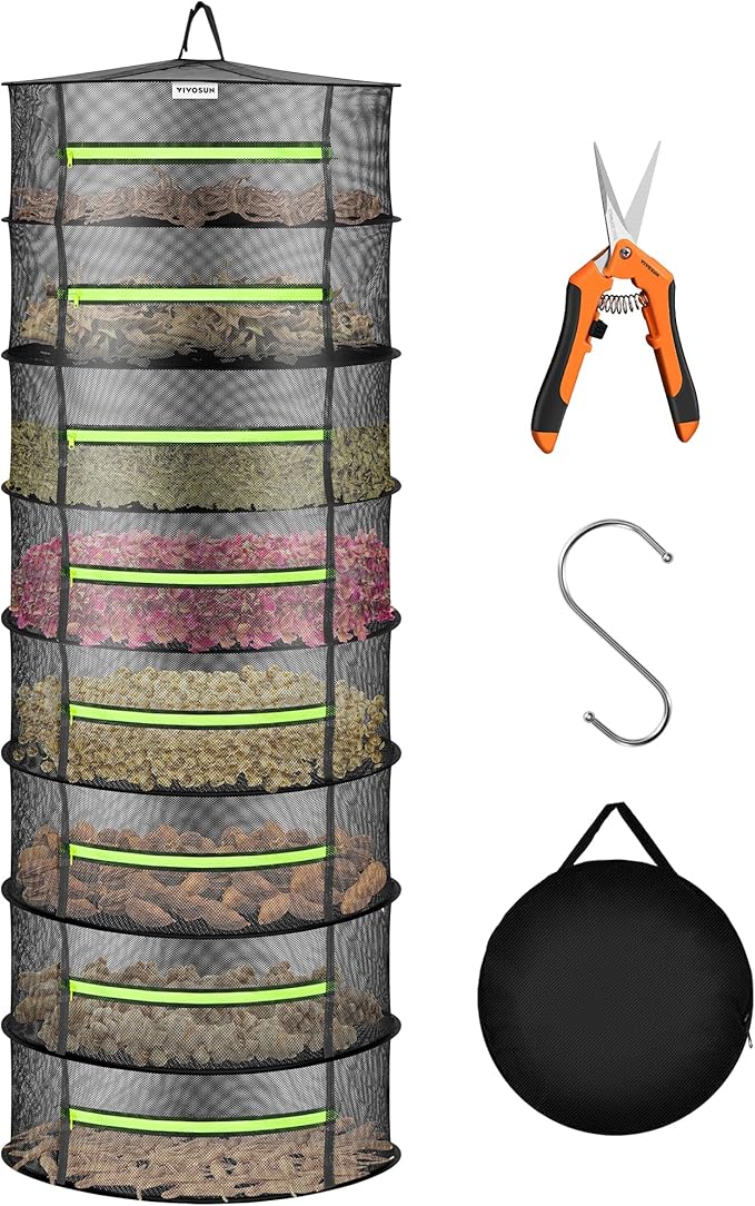 VIVOSUN 8-Layer Mesh Drying Rack Hanging Design by VIVOSUN