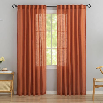 DONREN Burnt Orange Back Tab Curtains 78 Inches Long 2 Panels by DONREN