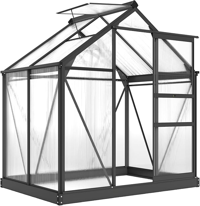 Outsunny 6' x 4' Greenhouse for Outdoors, Polycarbonate Greenhouse by Outsunny