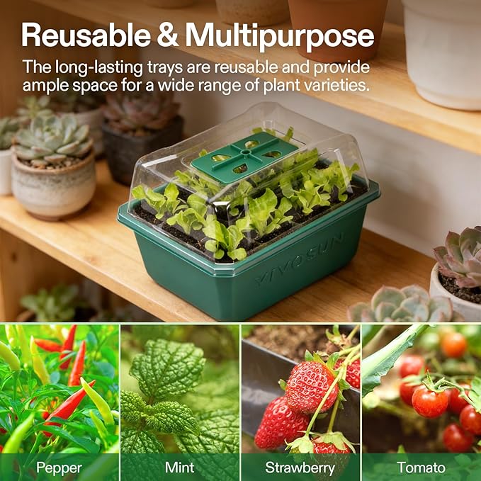 VIVOSUN 6-Pack Seed Starter Trays, 72-Cell Seed Starter Kit - Image 5