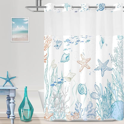 Long No Hook Shower Curtain by TWLSNCD