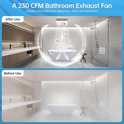Bathroom Exhaust Fan with Bluetooth Speaker, 230 CFM 1.0 Sone Bathroom Exhaust - Image 5
