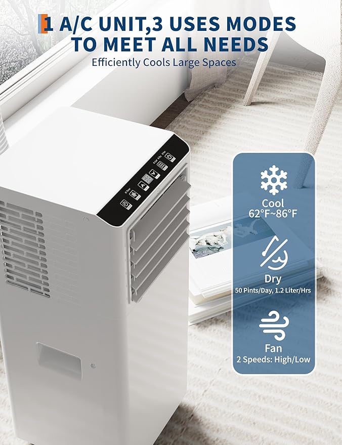 8, 000 BTU Portable Air Conditioners, 3 in-1 Portable AC Unit - Image 3