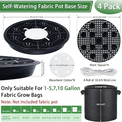 4 Pack 16.5'' Self-Watering Fabric Pot Base - Image 2