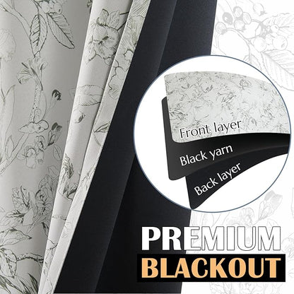 jinchan Floral 95% Blackout Curtains - Image 4
