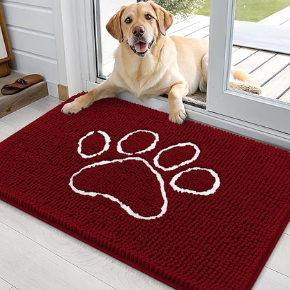 OLANLY Dog Door Mat for Muddy Paws 36x24, Paw Print Design, Absorbs Moisture by OLANLY