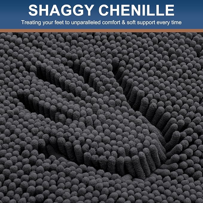 Smiry Luxury Chenille Toilet Rugs U-Shaped 20x20, Soft Absorbent Non-Slip - Image 3