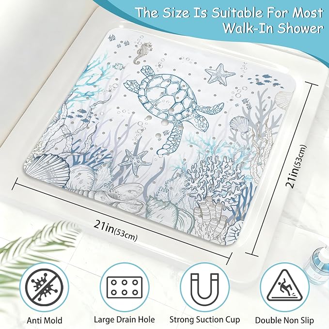 Sea Turtle Square Anti Slip Shower Mats - Image 2