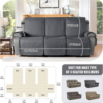 TAOCOCO 100% Waterproof Recliner Cover, Non-Slip Washable Reclining Couch Cover - Image 3