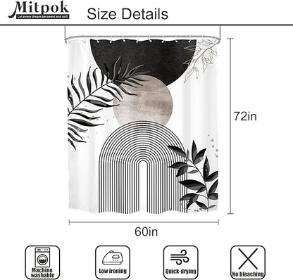 Black Grey Boho Shower Curtain 60Wx72H Bohemian Mid Century Modern Abstract - Image 5