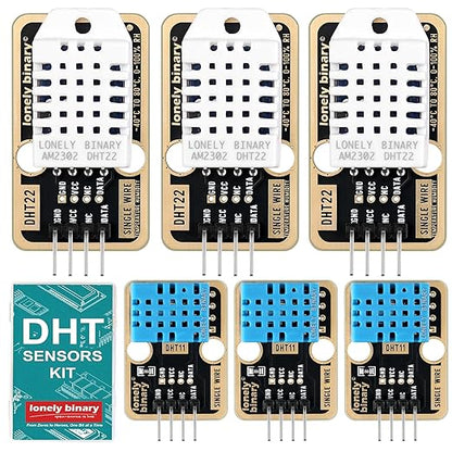6pcs DHT22 DHT11 Gold Edition Digital Temperature Humidity Sensor Set AM2302 by LONELYBINARY