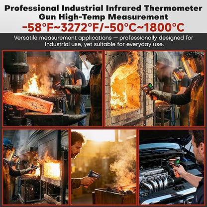 50:1 Infrared Thermometer Laser Temperature Gun -58℉~3272℉, Meat Food Pizza - Image 3