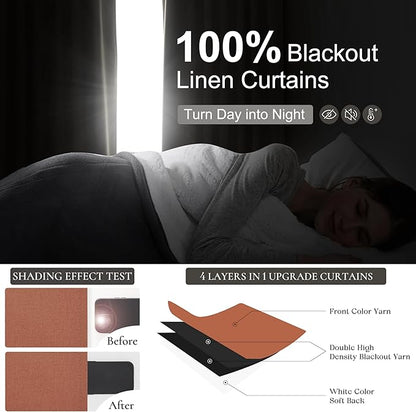 Fall Burnt Orange Curtains Blackout 102 Inches Long 2 Panels Set, Terracotta - Image 2