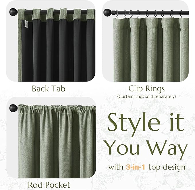 jinchan Faux Linen Blackout Curtains 84 Inch Length - Image 5