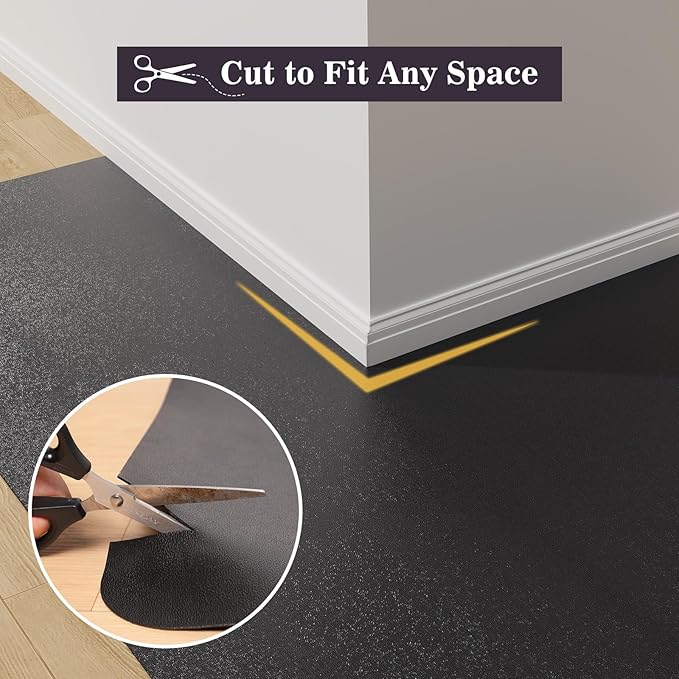 8'×12' Black Floor Mat for Under Kitchen Table, Waterpoof Easy Cleaning Plastic - Image 6