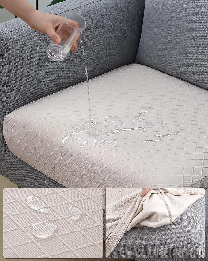 Fuloon Waterproof Seat Cushion Covers 3 PCS, Stretch Sofa Cushion Slipcovers - Image 5