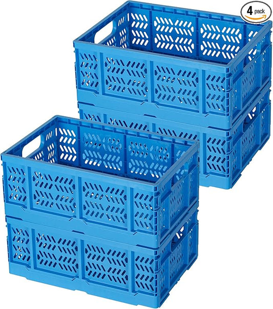 Heavy Duty Plastic Milk Crates for Storage, Collapsible Storage Basket by PAG-Mass