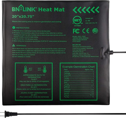 BN-LINK Seedling Heat Mat Warm Hydroponic Heating Pad Waterproof 20" x 20.75" by BN-LINK
