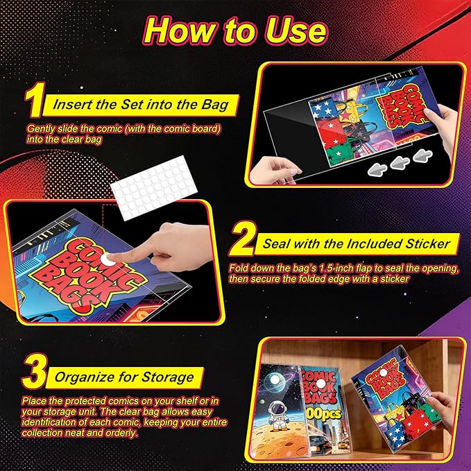 100 Pack Current Comic Book Bags and Boards, Thick Acid-Free Comic Books - Image 5
