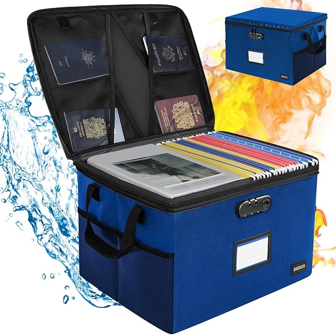 DEEGO File Box with Lock, Fireproof Document Box Organizer - Image 4