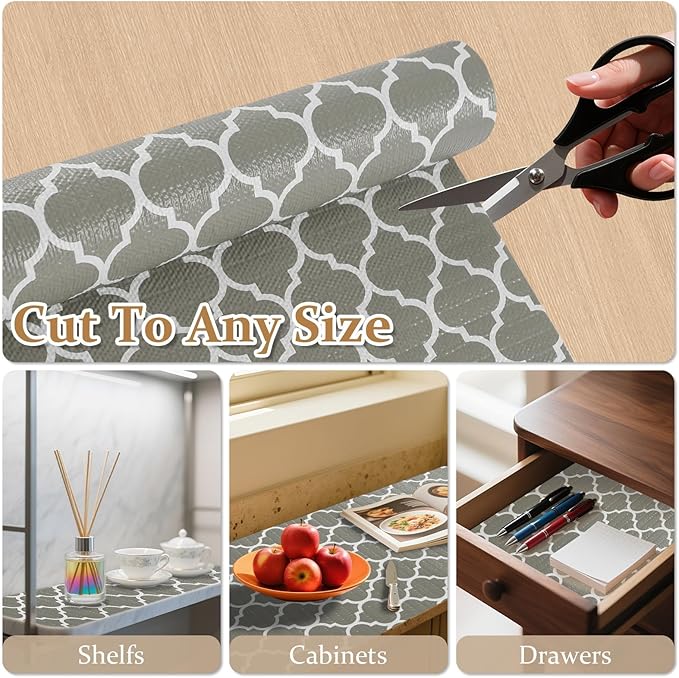 FINNEZ Drawer and Shelf Liner for Kitchen Cabinet Non Adhesive Non Slip 12in x - Image 2