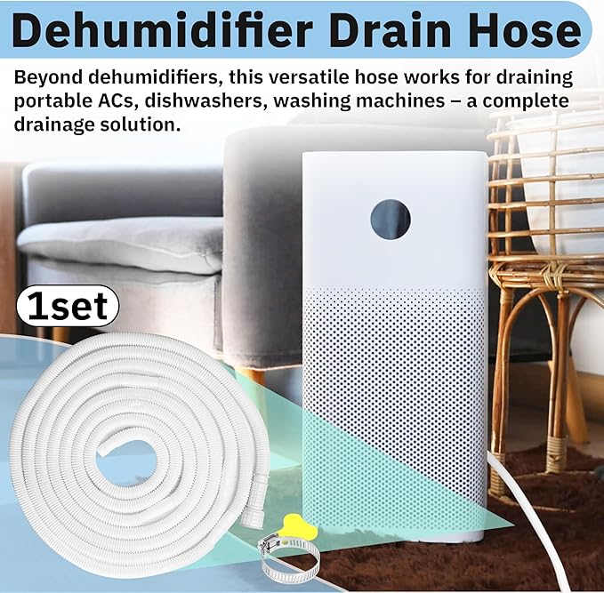 10 Ft Portable Dehumidifier Drain Hose | Universal Replacement Hose Kit - Image 2