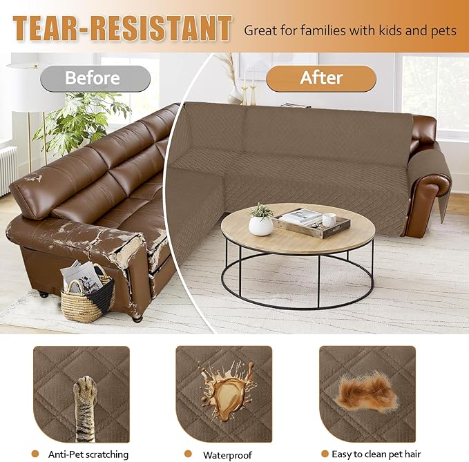 Arfntevss Waterproof Sectional Couch Covers L Shape Washable Velvet Sofa Cover - Image 7