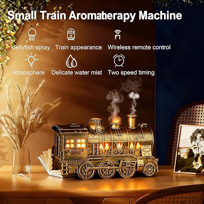 Valentine's Day Train Humidifier 300ml, Dual Mist Outlets Cool Mist Diffuser - Image 5