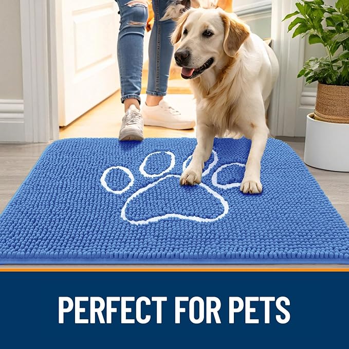 OLANLY Dog Door Mat for Muddy Paws 48x30, Paw Print Design, Absorbs Moisture - Image 6