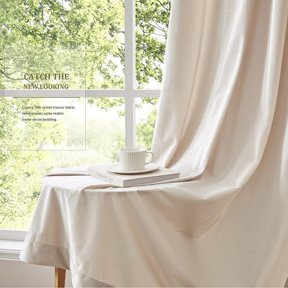 BULBUL Ivory Cream Velvet Curtains 84 inches:Luxury Elegant Living Room - Image 6
