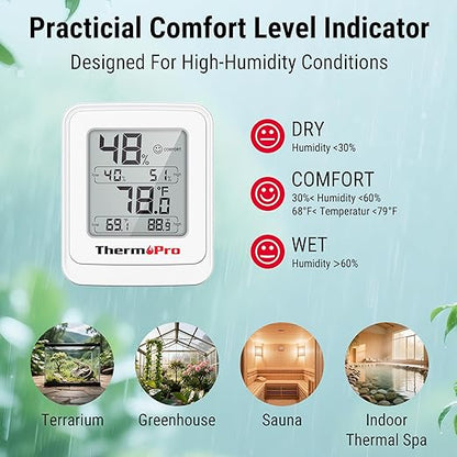 ThermoPro TP150 Greenhouse Thermometer Hygrometer, IPX5 High-Humidity Resistant - Image 5
