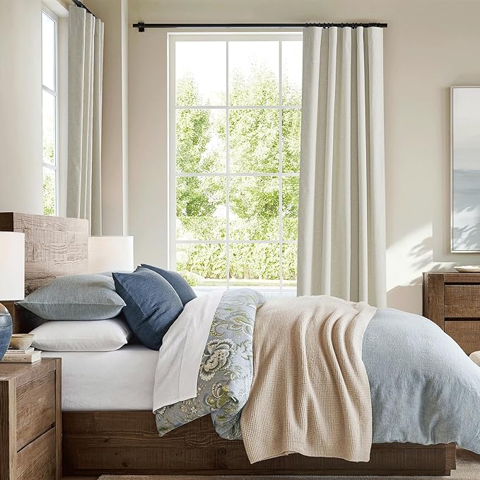 RYB HOME Cream Beige Linen 100% Blackout Curtains - Image 3