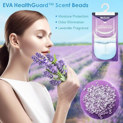 Moisture Absorbers 20 Pack Lavender Fragrance, Hanging Closet Dehumidifier Bags - Image 9