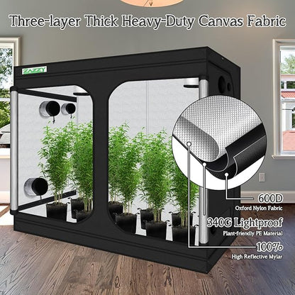 zazzy Grow Tent, 96“x48 x78 Plant Growing Tents 600D Mylar Hydroponic Indoor - Image 5