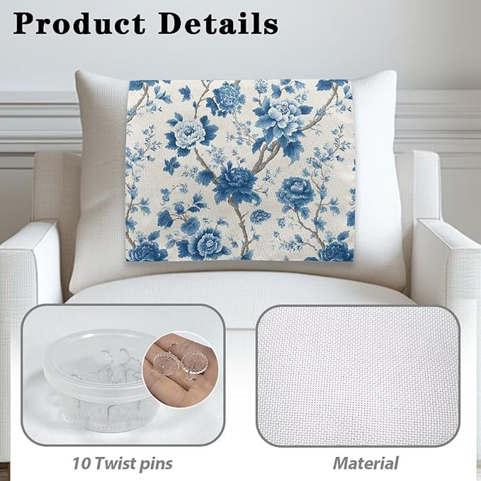 Blue Peony Fashion Headrest Cover - Image 3