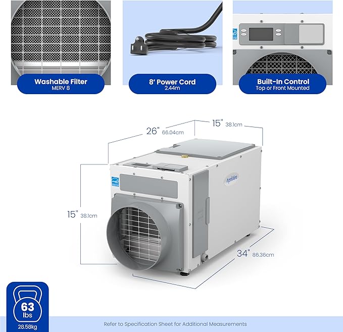AprilAire E080 Pro 80-Pint Whole-House Dehumidifier, Energy Star Certified - Image 17