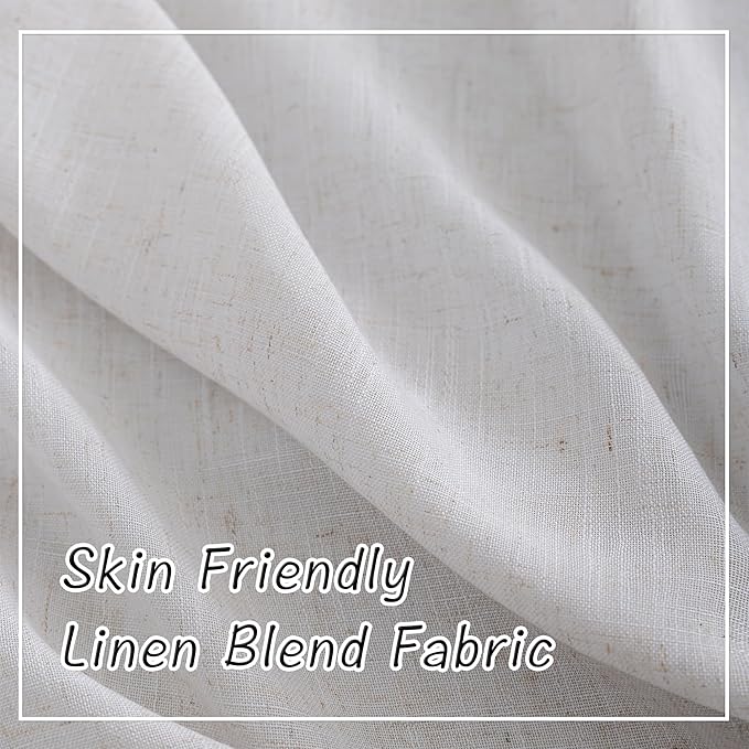 White linen Back Tab Curtains 132 Inches Extra Long Ceiling to Floor - Image 5