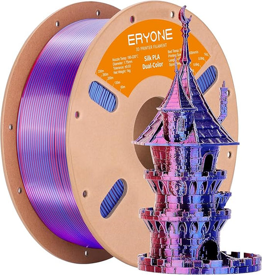 ERYONE Silk Dual Color PLA Filament 3D Printer 1.75mm +/- 0.03mm, Bicolor by ERYONE