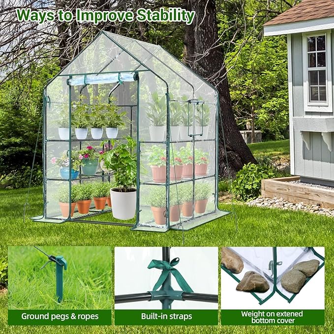 Ohuhu Plastic Greenhouse for Outdoors: Portable Walk in Plant Green House - Image 7