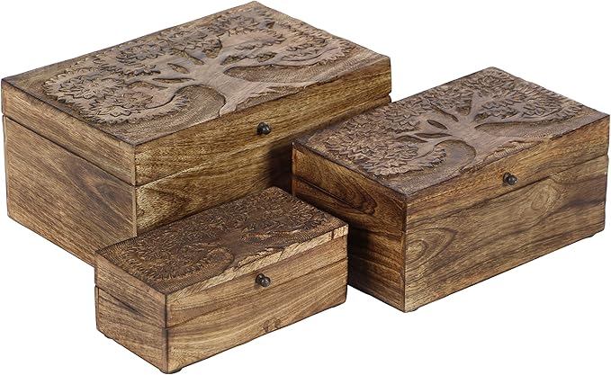 Deco 79 Mango Wood Floral Handmade Decorative Box Decorative Keepsake Boxes - Image 10