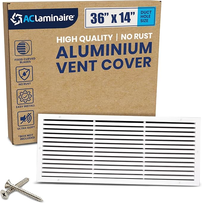 36x14 Inch Air Return Vent Cover Decorative – Premium Aluminum AC Vent Cover by LAMINAIRE