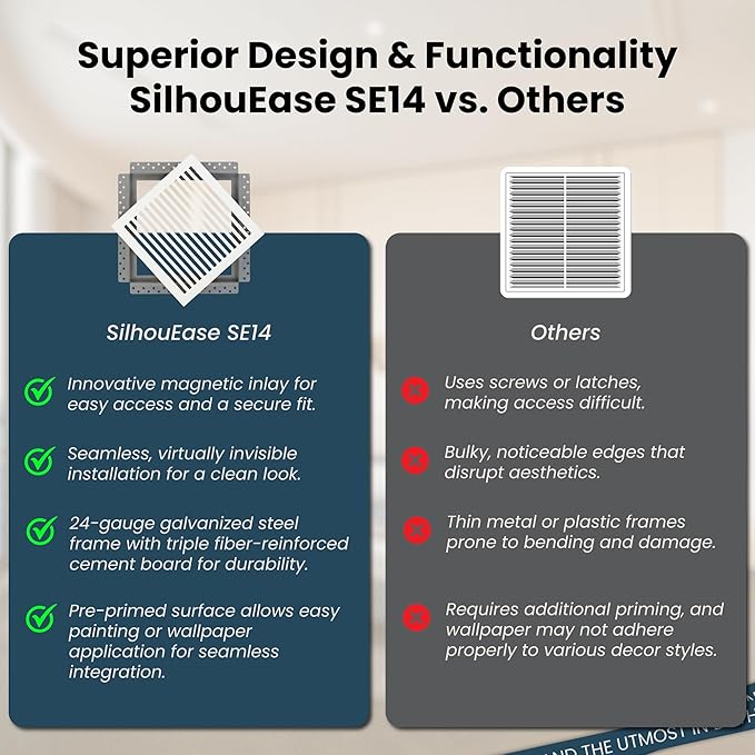 SilhouEase SE14 Magnetic Exhaust Fan Cover & Removable Return Vent, Flush Mount - Image 8