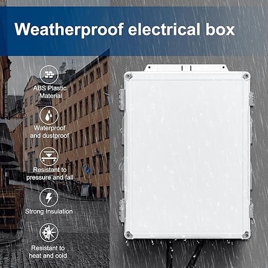 Outdoor Electrical Junction Box, ABS Water Resistant Enclosure - Image 3